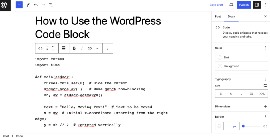 WordPress Code Blocks